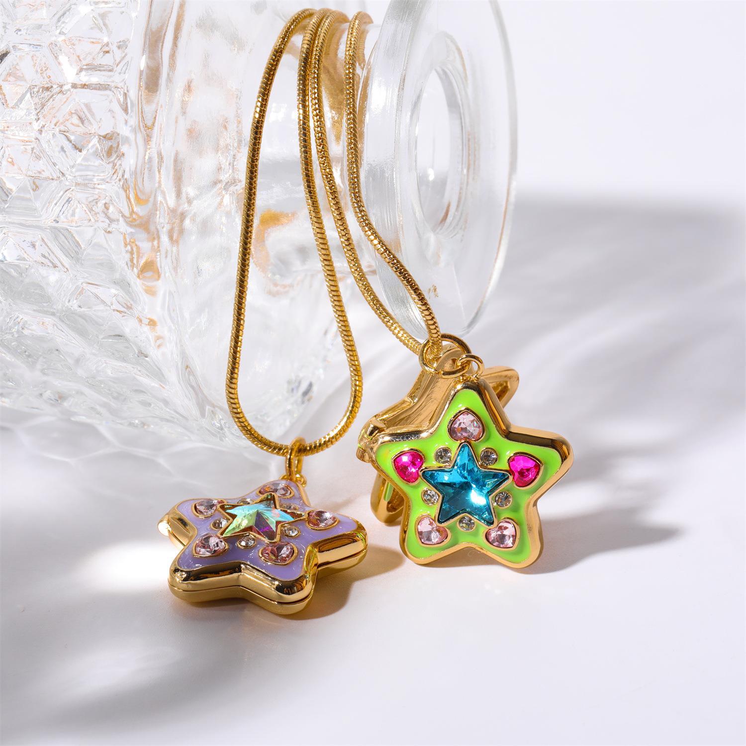 Sweetbones Barbie Starlight Shining Star Opening and Closing Pendant DIY Chain Necklace Millennium Style Dopamine Y2K