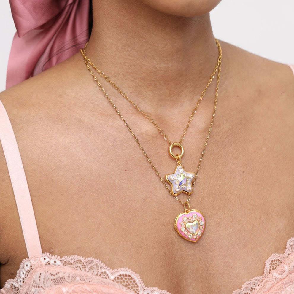 Sweetbones Barbie Starlight Shining Star Opening and Closing Pendant DIY Chain Necklace Millennium Style Dopamine Y2K