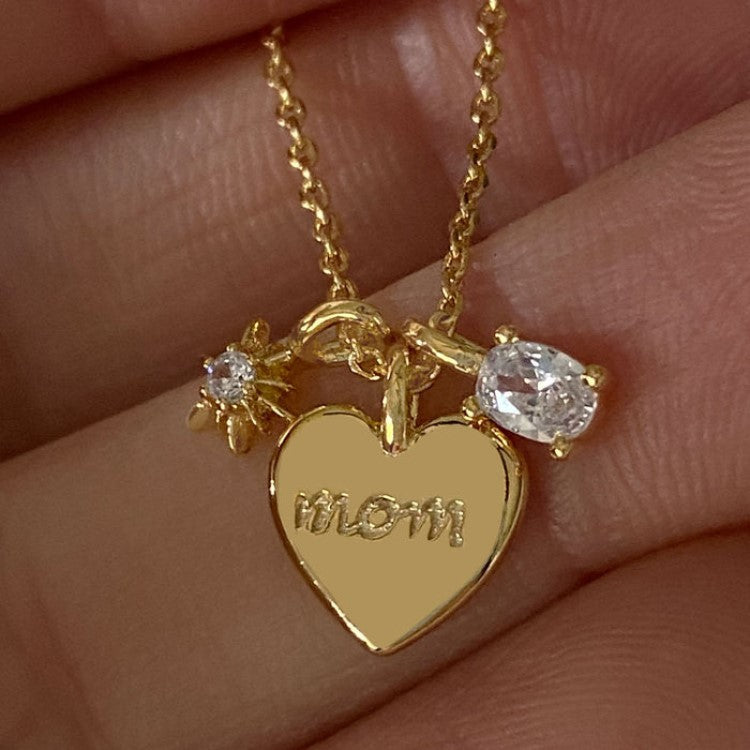 Sweetbones Jewelry Mother's Day Necklace Letter Mom Zircon Mama Necklaces Love Pendant Color Retention